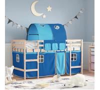 vidaXL Lit Mezzanine Enfants avec Tunnel, Lit Surélevé pour Enfants avec Échelle, Meuble de Rangement Chambre, Moderne, Bleu 3206983