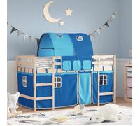 vidaXL Lit Mezzanine Enfants avec Tunnel, Lit Surélevé pour Enfants avec Échelle, Meuble de Rangement Chambre, Moderne, Bleu 3207001