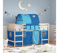 vidaXL Lit Mezzanine Enfants avec Tunnel, Lit Surélevé pour Enfants avec Échelle, Meuble de Rangement Chambre, Moderne, Bleu 90x190 cm Bois Pin Massif