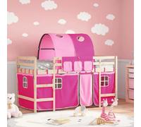 vidaXL Lit Mezzanine Enfants avec Tunnel, Lit Surélevé pour Enfants avec Échelle, Meuble de Rangement Chambre, Moderne, Rose 3207002