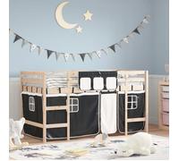 vidaXL Lit mezzanine pour enfants 3206955 avec rideaux, échelle et rangement, blanc 80x200 cm