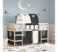 vidaXL Lit Mezzanine Enfants et Tunnel, Lit Surélevé pour Enfants avec Échelle, Meuble de Rangement Chambre, Moderne, Blanc Noir 90x190 cm Pin Massif 3207000 Noir G