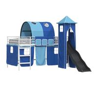 vidaXL Lit Mezzanine pour Enfants Uni Blanc et Bleu 80 x 200 cm métal, Lit Mezzanine pour Enfants, Contemporain, Ajustable, Gain de Place, en métal pour Les Petits Modernes
