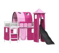vidaXL Lit Mezzanine pour Enfants Uni Blanc et Rose 90 x 190 cm métal, Lit Mezzanine pour Enfants, Contemporain, Ajustable, Gain de Place, en métal pour Les Petits Modernes