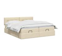vidaXL Lit Ottoman avec Matelas avec tête de lit 2 pc Crème Tissu,