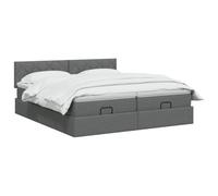 vidaXL Lit Ottoman avec Matelas avec tête de lit 2 pc Gris foncé Tissu