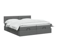 vidaXL Lit Ottoman avec Matelas avec tête de lit 2 pc Gris foncé Tissu