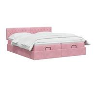 vidaXL Lit Ottoman avec Matelas avec tête de lit 2 pcs Rose Velours,