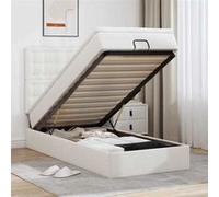 VidaXL Lit ottoman avec matelas blanc 90x200 cm similicuir 3312982 Blanc G