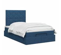 vidaXL Lit Ottoman avec Matelas Bleu 120 x 190 cm Tissu, Lit Ottoman Moderne, Rangement Ajustable, Gain de Place, Meuble stylé, Matelas Fonctionnel