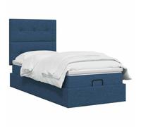 vidaXL Lit Ottoman avec Matelas Bleu 90 x 190 cm Tissu