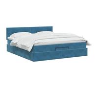 vidaXL Lit Ottoman avec Matelas Bleu foncé 140 x 190 cm Velours, Lit Ottomane Moderne, Mobilier Luxe Contemporain, Matelas Mousse Ajustable pour Confort Ultime