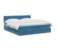 vidaXL Lit Ottoman avec Matelas Bleu foncé 200 x 200 cm Velours, Lit Ottomane Moderne, Mobilier Luxe Contemporain, Matelas Mousse Ajustable pour Confort Ultime