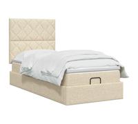vidaXL Lit Ottoman avec Matelas Crème 100 x 200 cm Tissu, Lit Ottoman Moderne, Rangement Ajustable, Gain de Place, Meuble stylé, Matelas Fonctionnel