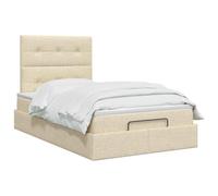 vidaXL Lit Ottoman avec Matelas Crème 120 x 190 cm Tissu, Lit Ottoman Moderne, Rangement Ajustable, Gain de Place, Meuble stylé, Matelas Fonctionnel