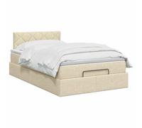 vidaXL Lit Ottoman avec Matelas Crème 120 x 200 cm Tissu