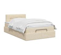 vidaXL Lit Ottoman avec Matelas Crème 120 x 200 cm Tissu, Lit Ottoman Moderne, Rangement Ajustable, Gain de Place, Meuble stylé, Matelas Fonctionnel
