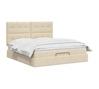 vidaXL Lit Ottoman avec Matelas Crème 140 x 200 cm Tissu