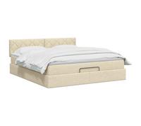 vidaXL Lit Ottoman avec Matelas Crème 180 x 200 cm Tissu