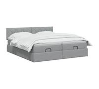 vidaXL Lit Ottoman avec Matelas en LED Gris Clair 200 x 200 cm Tissu