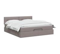 vidaXL Lit ottoman avec matelas et LED gris taupe 140 x 200 cm tissu | Beaucoup d'espace sous le lit pour vos affaires, poignée et vérin à gaz pour un accès facile