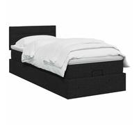 vidaXL Lit ottoman avec matelas et LED noir 100 x 200 cm tissu | Beaucoup d'espace sous le lit pour vos affaires, poignée et vérin à gaz pour un accès confortable, tête de lit en hauteurs de