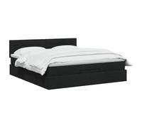 vidaXL Lit ottoman avec matelas et LED noir 140 x 200 cm tissu | Beaucoup d'espace sous le lit pour vos affaires, poignée et vérin à gaz pour un accès confortable, tête de lit en hauteurs de