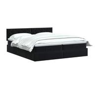 vidaXL Lit ottoman avec matelas et LED Noir 180 x 200 cm Velours | Accès facile à l'espace de rangement, bandes LED intégrées pour une lumière d'ambiance, hauteur réglable de 78/88 cm