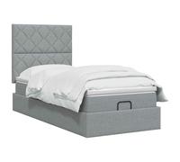vidaXL Lit Ottoman avec Matelas Gris Clair 100 x 200 cm Tissu, Lit Ottoman Moderne, Rangement Ajustable, Gain de Place, Meuble stylé, Matelas Fonctionnel