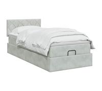 vidaXL Lit Ottoman avec Matelas Gris Clair 100 x 200 cm Velours, Lit Ottomane Moderne, Mobilier Luxe Contemporain, Matelas Mousse Ajustable pour Confort Ultime