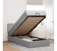 vidaXL Lit ottoman avec matelas gris clair 100x200 cm tissu 3311435 Gris