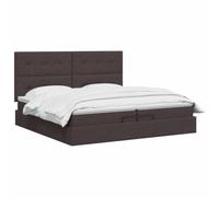 vidaXL Lit Ottoman avec Matelas Marron foncé 200 x 200 cm Tissu