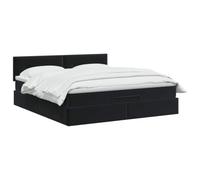 vidaXL Lit Ottoman avec Matelas Noir 160 x 200 cm Velours, Lit Ottomane Moderne, Mobilier Luxe Contemporain, Matelas Mousse Ajustable pour Confort Ultime