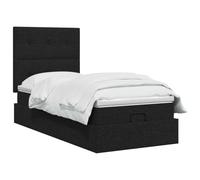 vidaXL Lit Ottoman avec Matelas Noir 90 x 190 cm Tissu, Lit Ottoman Moderne, Rangement Ajustable, Gain de Place, Meuble stylé, Matelas Fonctionnel