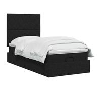 vidaXL Lit Ottoman avec Matelas Noir 90 x 200 cm Tissu