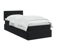vidaXL Lit Ottoman avec Matelas Noir 90 x 200 cm Velours, Lit Ottomane Moderne, Mobilier Luxe Contemporain, Matelas Mousse Ajustable pour Confort Ultime