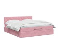 vidaXL Lit Ottoman avec Matelas Rose 160 x 200 cm Velours