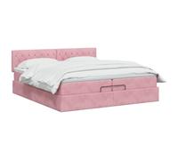 vidaXL Lit Ottoman avec Matelas Rose 200 x 200 cm Velours, Lit Ottomane Moderne, Mobilier Luxe Contemporain, Matelas Mousse Ajustable pour Confort Ultime