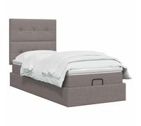 vidaXL Lit Ottoman avec Matelas Taupe 90 x 200 cm Tissu