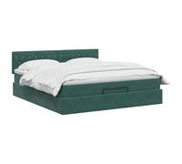 vidaXL Lit Ottoman avec Matelas Vert foncé 140 x 190 cm Velours, Lit Ottomane Moderne, Mobilier Luxe Contemporain, Matelas Mousse Ajustable pour Confort Ultime
