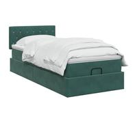 vidaXL Lit Ottoman avec Matelas Vert foncé 90 x 200 cm Velours, Lit Ottomane Moderne, Mobilier Luxe Contemporain, Matelas Mousse Ajustable pour Confort Ultime