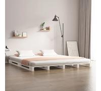 vidaXL Lit palette 120x190 cm - Blanc bois massif