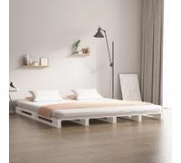 vidaXL Lit Palette Blanc 135x190 cm Bois massif