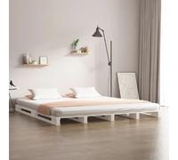 vidaXL Lit palette - Blanc - 160x200 cm - Bois pin massif