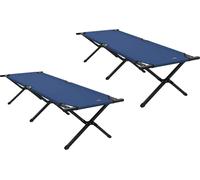 vidaXL Lit pliant pour camping, 2 pièces, bleu, 193 x 69 x 45 cm