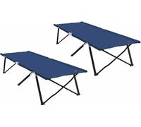 vidaXL Lit pliant pour camping 2 pcs bleu 206 x 76 x 74 cm