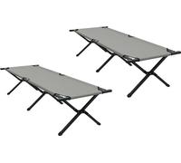 vidaXL Lit pliant pour camping, 2 pièces, gris, 193 x 69 x 45 cm