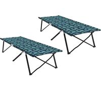 Lit pliant de camping vidaXL, motif feuillage, 2 pièces, 206 x 76 x 74 cm