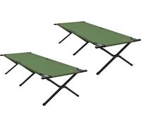 vidaXL Lit pliant pour camping, 2 pièces, vert, 210 x 80 x 46 cm