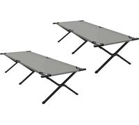 vidaXL Lit pliant pour le camping 2 pcs Gris 210 x 80 x 46 cm